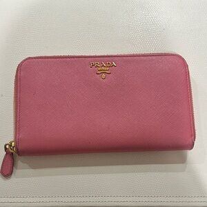 Prada Bubblegum Pink Large Zip-Around Wallet